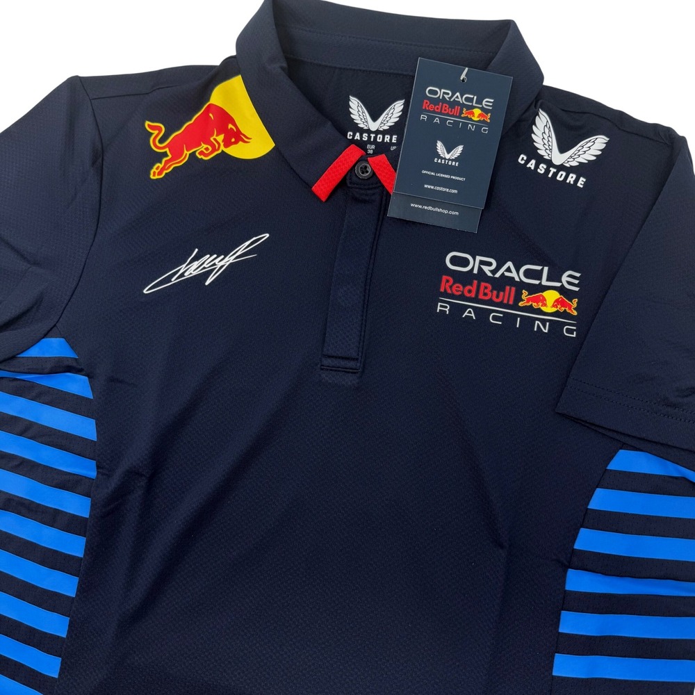 Castore Oracle Red Bull Racing Sergio Perez 11 Polo Shirt Womens Small Navy NEW